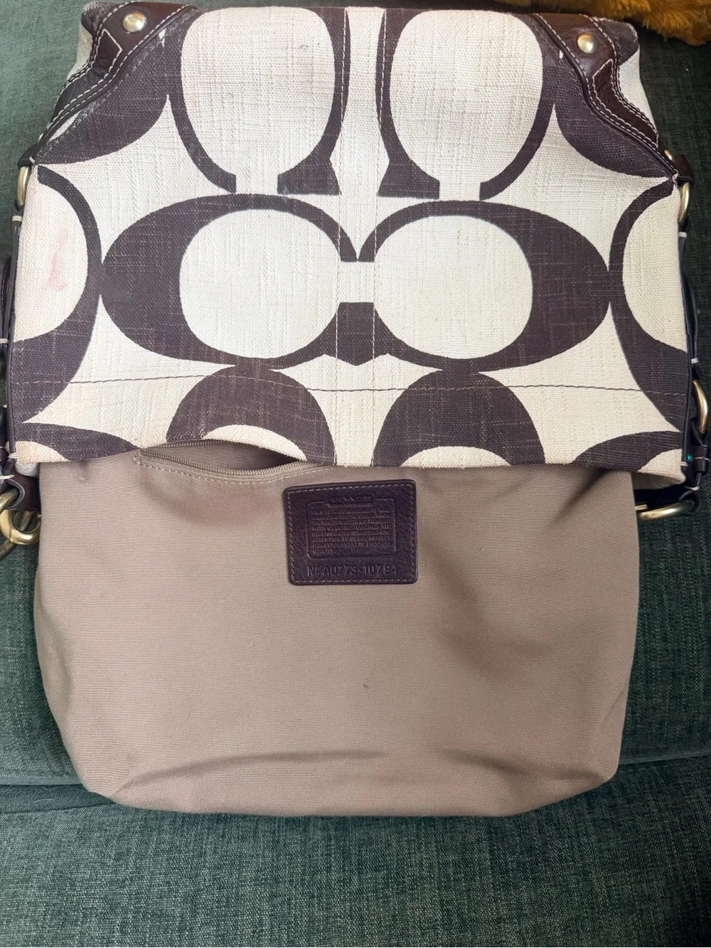 Y2k Coach Carly Hobo Cream/Brown Shoulder Bag (A0773 10794) Signature C